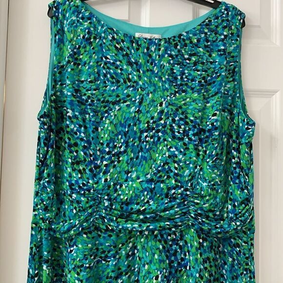 Laura Jeffries size 20W teal sleeveless dress - Picture 3 of 9